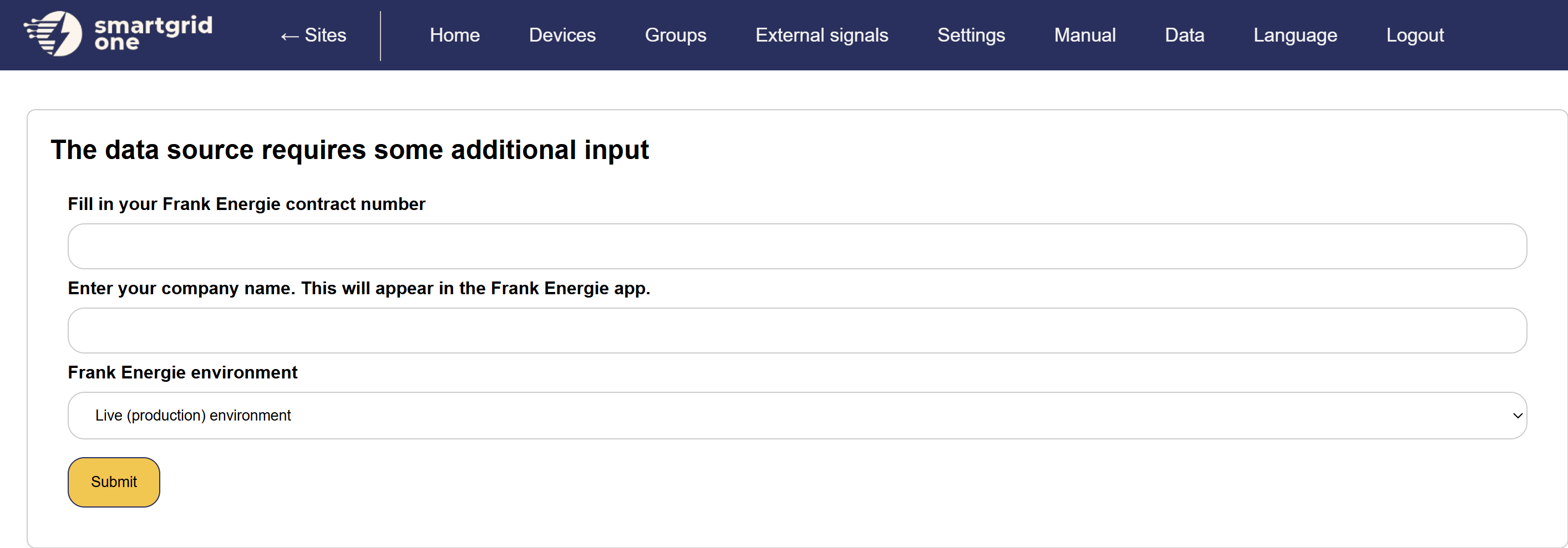 Frank Energie Input Parameters