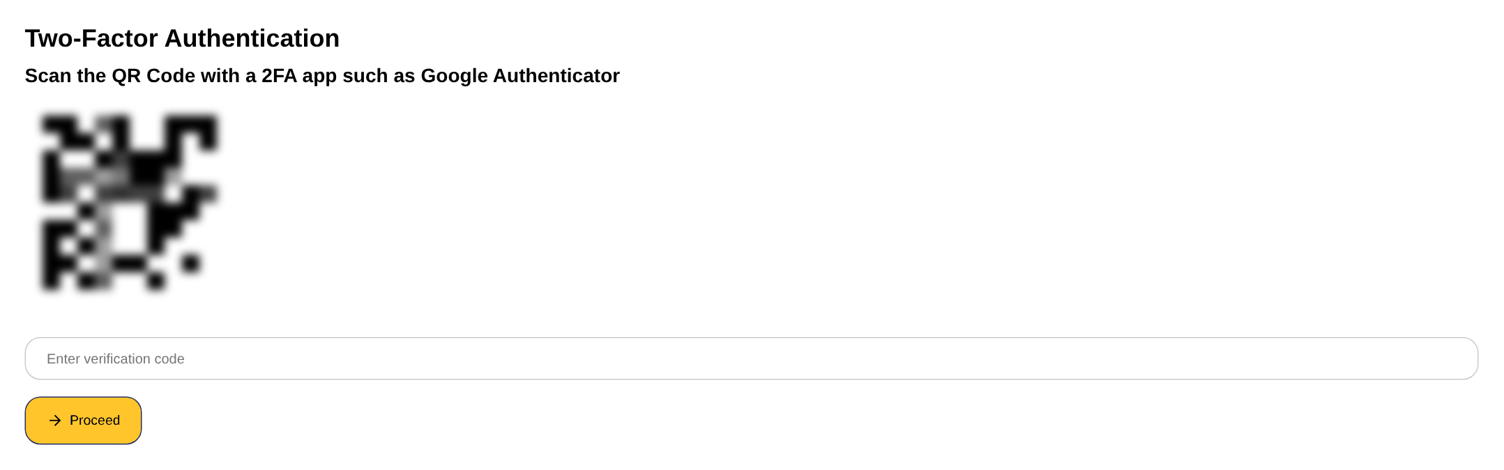 The QR code page for enabling two-factor authentication