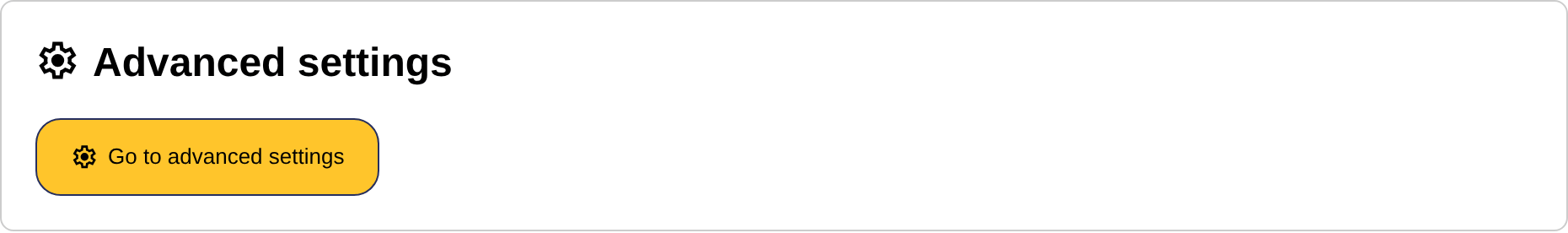 The advanced settings section at the bottom of the settings page, with the button 'Go to advanced settings'