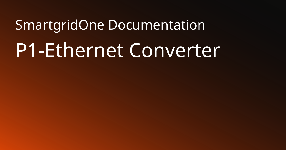 P1-Ethernet Converter | SmartgridOne Documentation