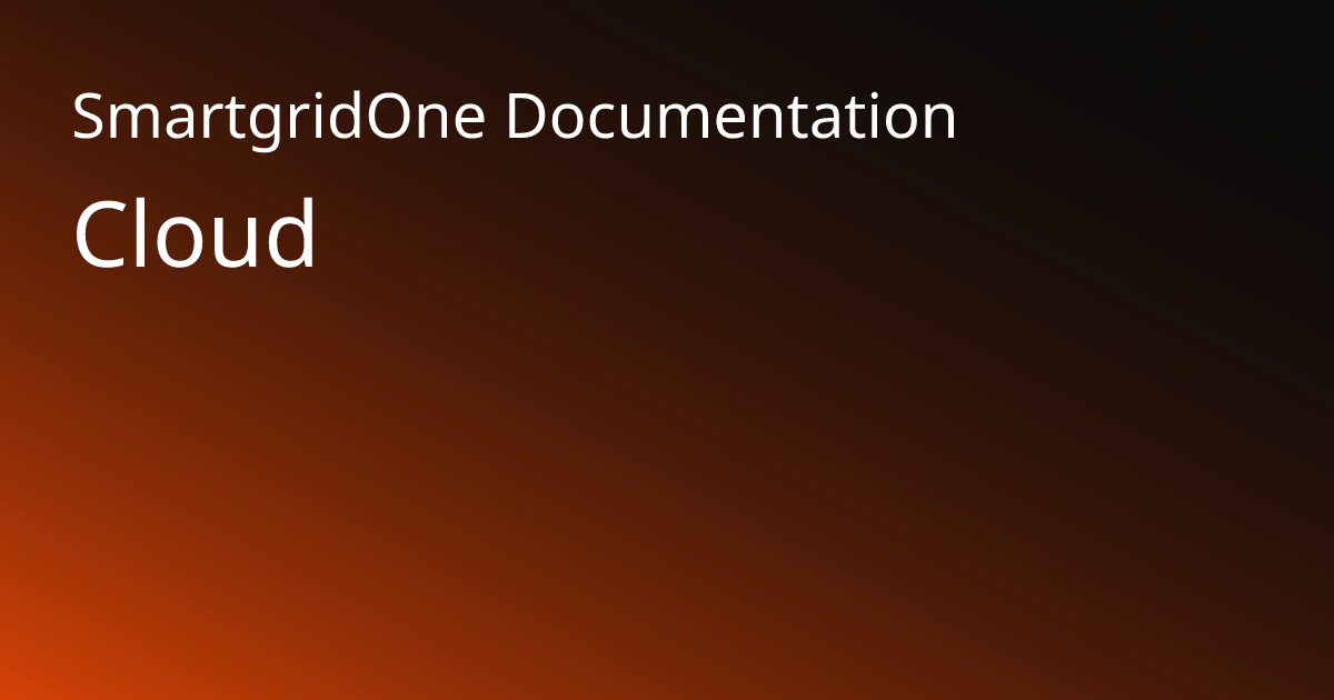 Cloud | SmartgridOne Documentation