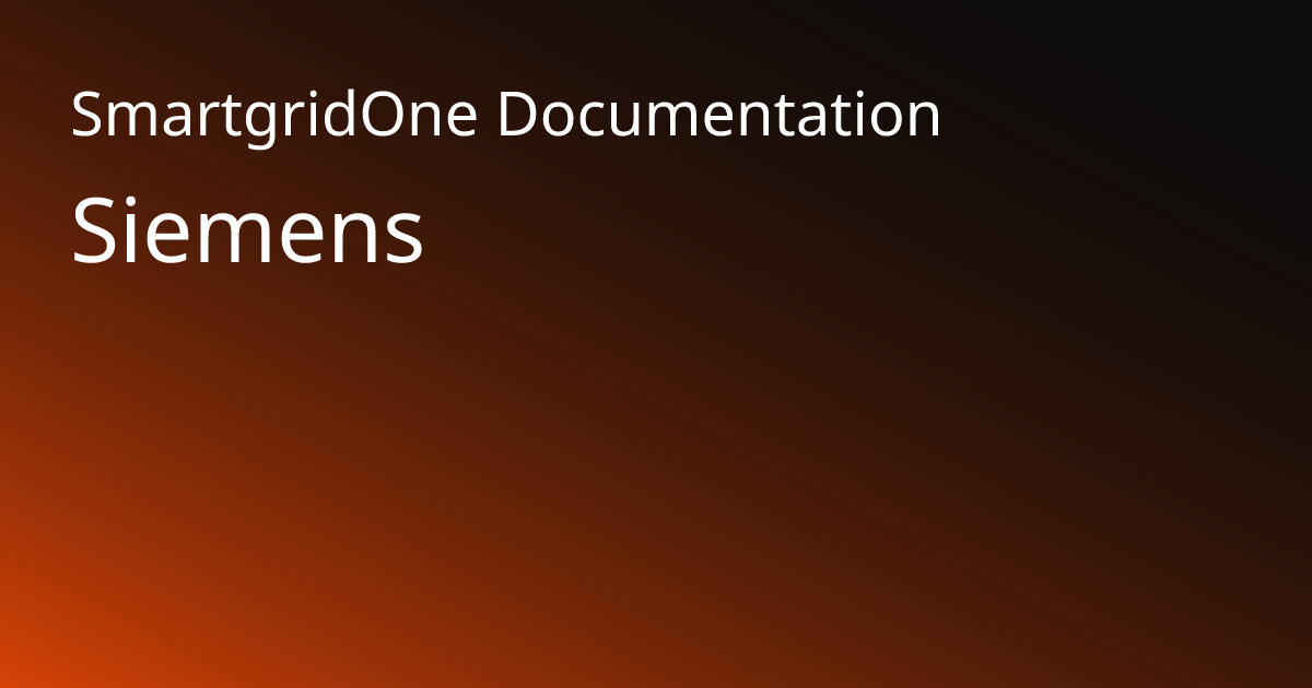 Siemens | SmartgridOne Documentation