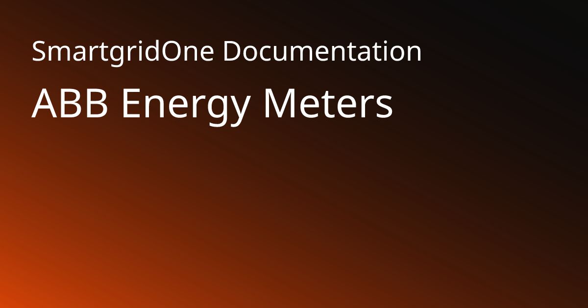 ABB | SmartgridOne Documentation
