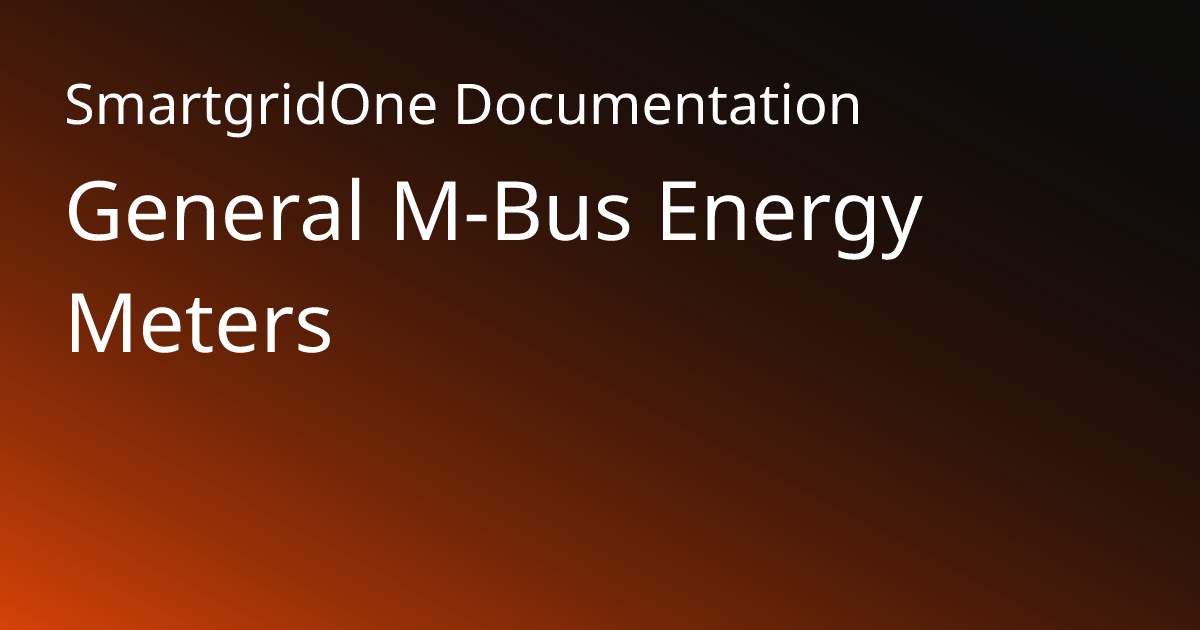 M-Bus | SmartgridOne Documentation
