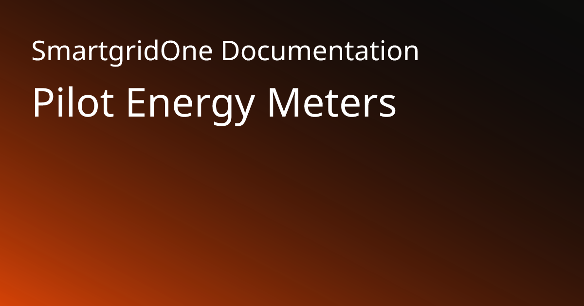 Pilot | SmartgridOne Documentation