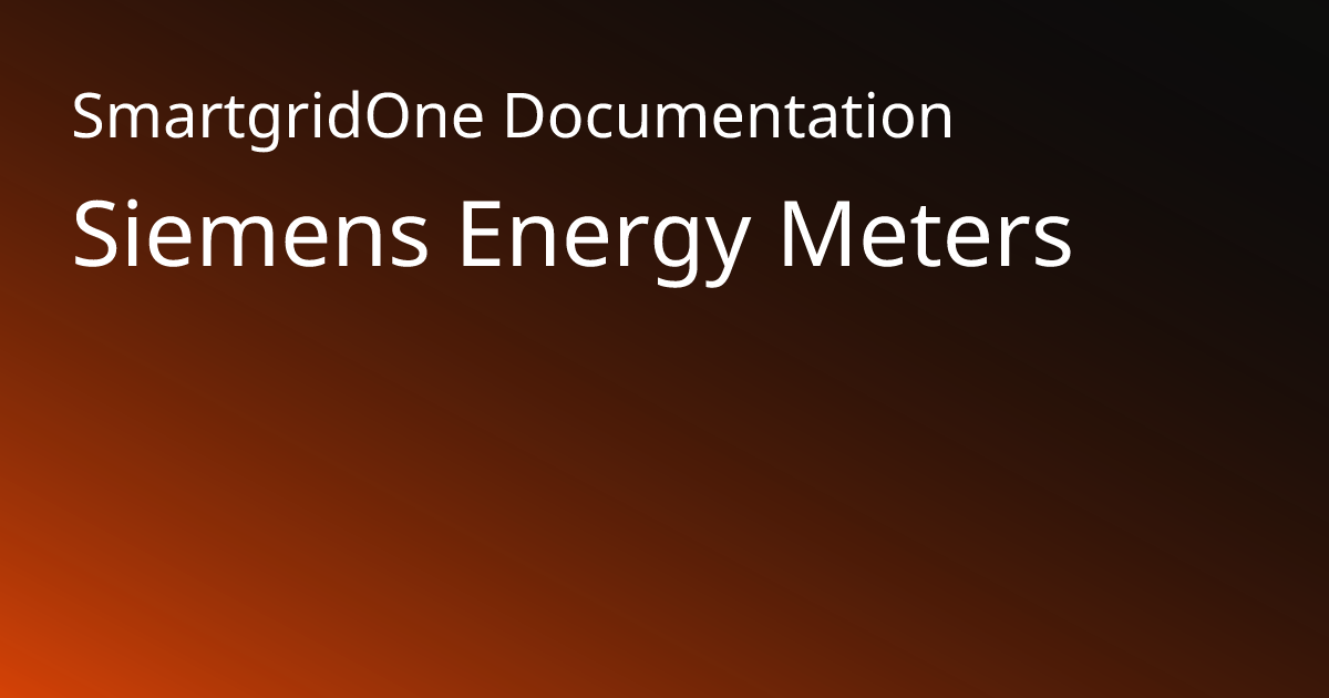 Siemens | SmartgridOne Documentation