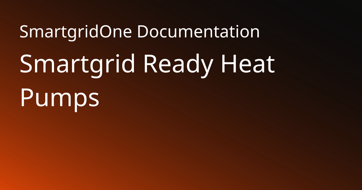 Smartgrid Ready Heat Pumps | SmartgridOne Documentation