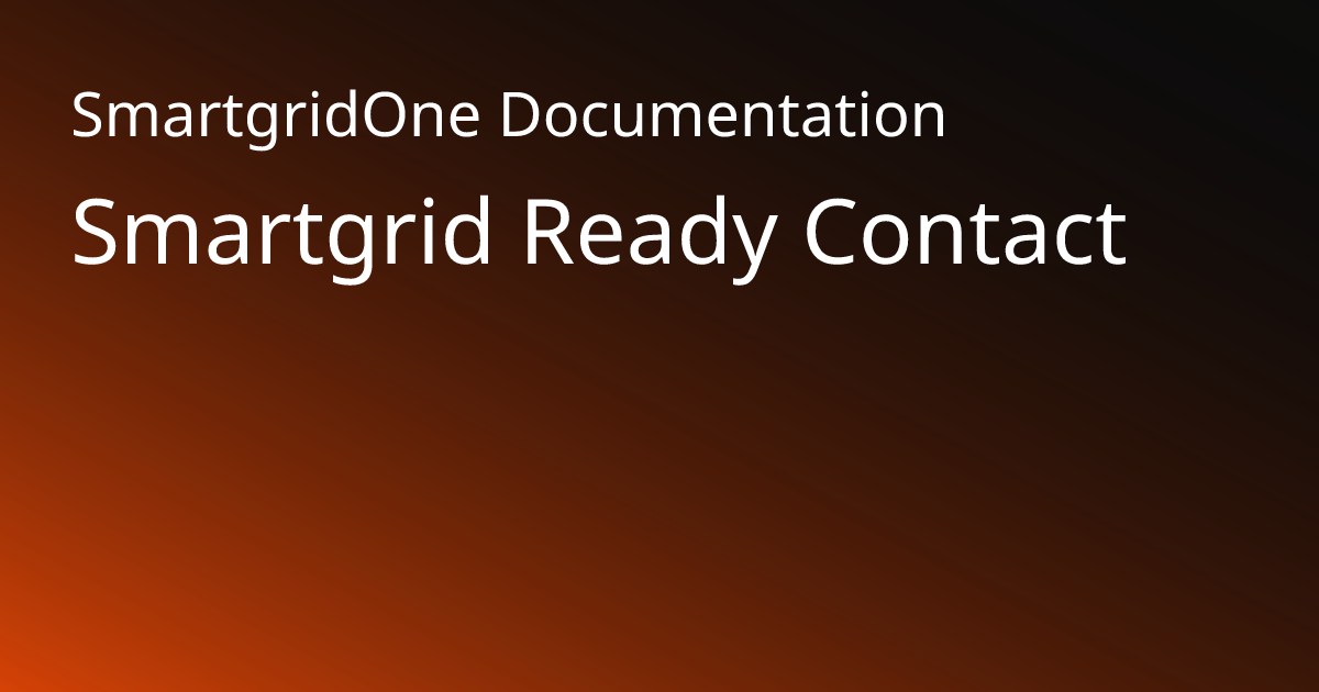 Smartgrid Ready Contact | SmartgridOne Documentation