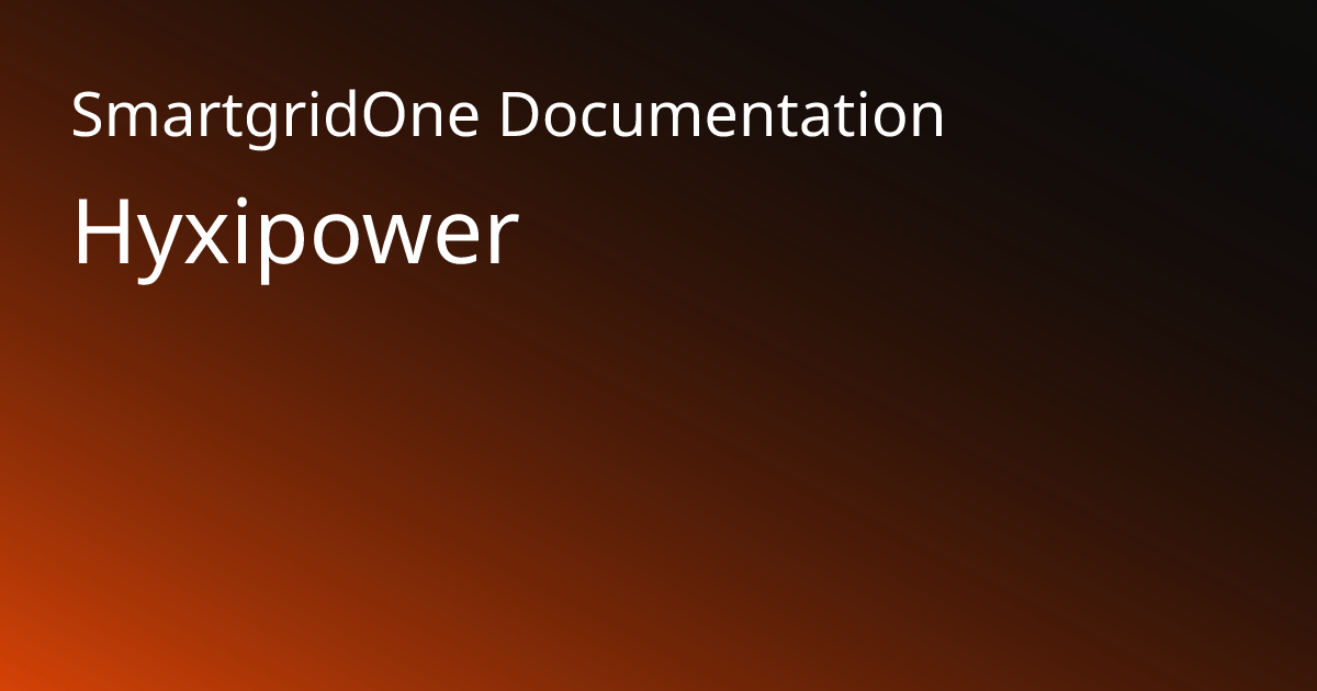 Hyxipower | SmartgridOne Documentation