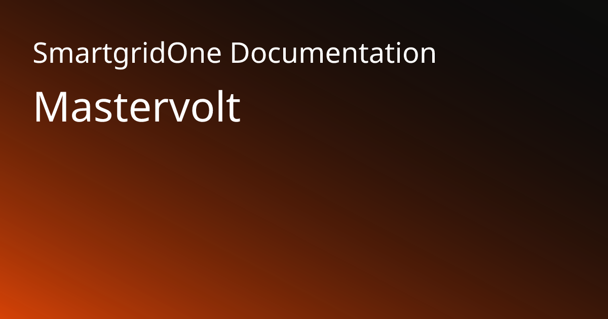 Mastervolt | SmartgridOne Documentation