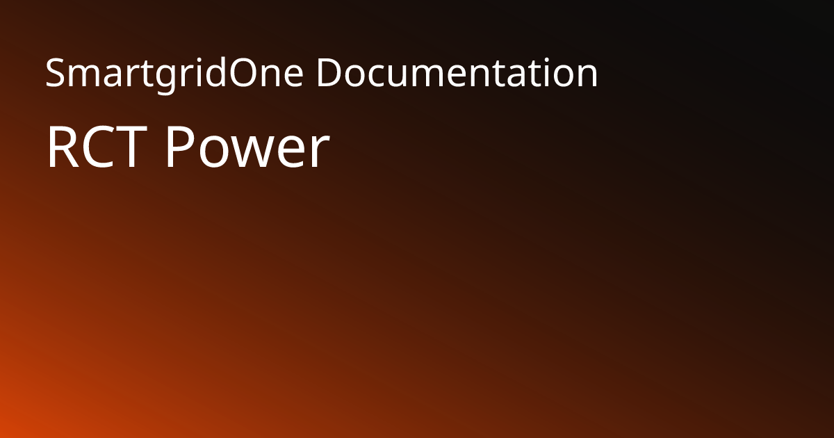 RCT Power | SmartgridOne Documentation