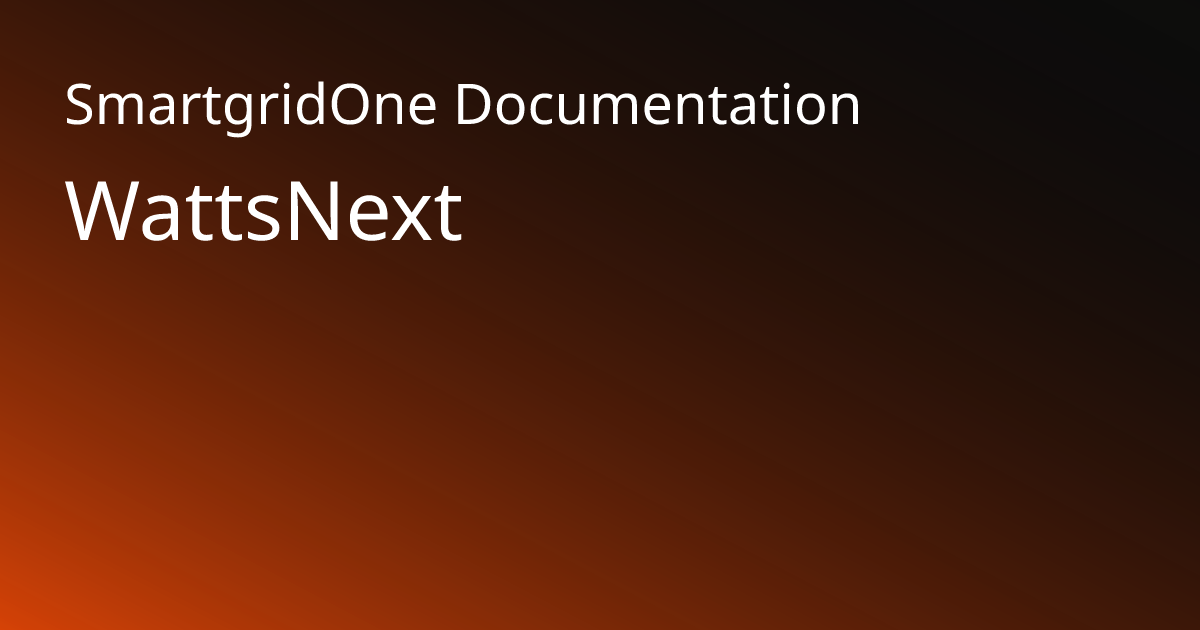 WattsNext | SmartgridOne Documentation