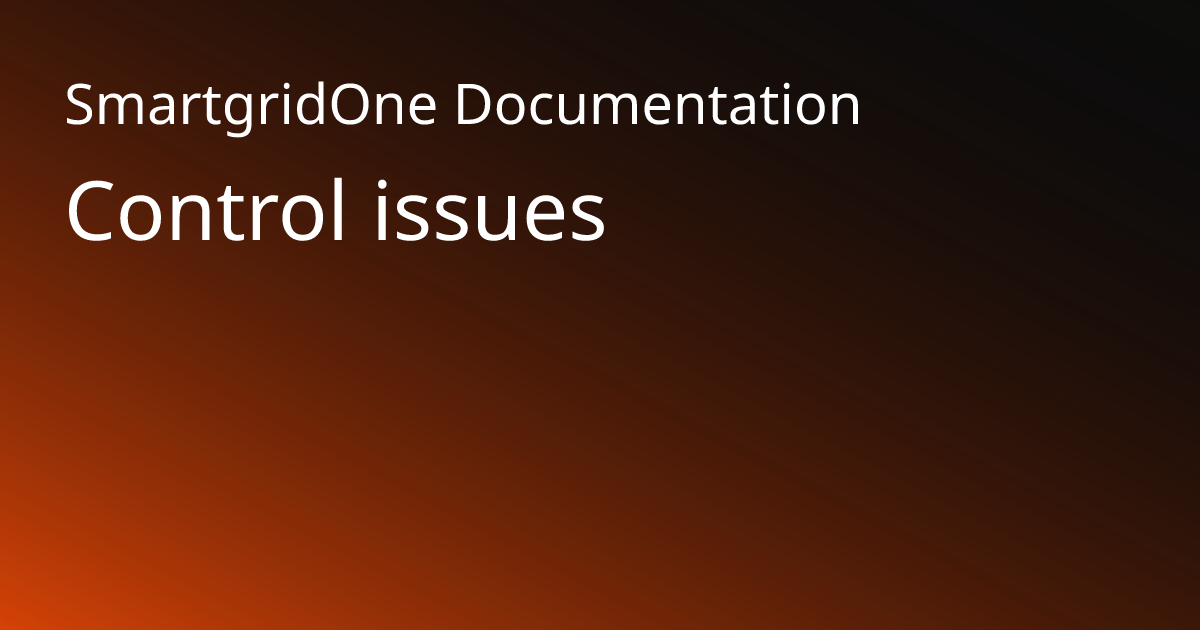 Problèmes de contrôle | SmartgridOne Documentation