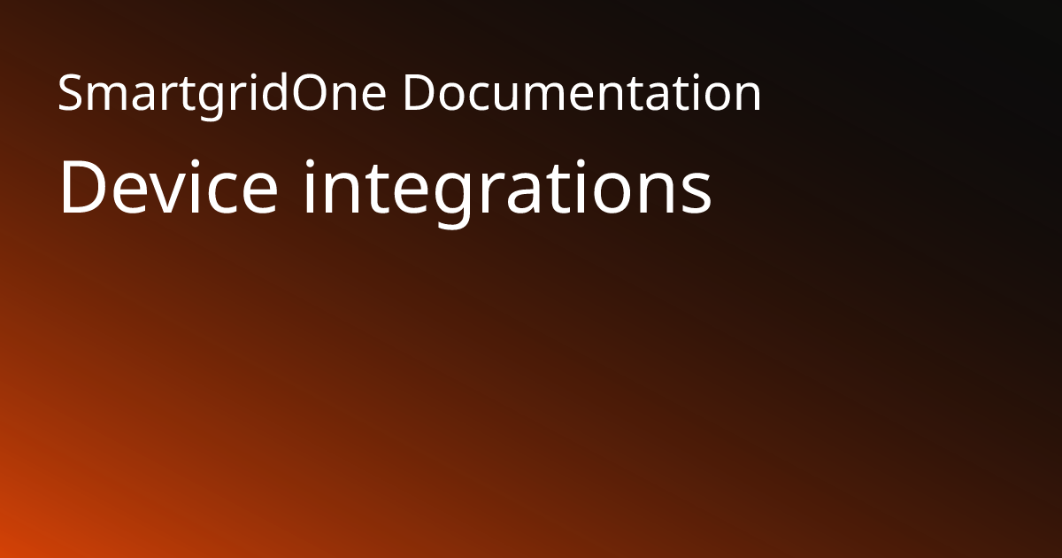 Apparaatintegraties | SmartgridOne Documentation