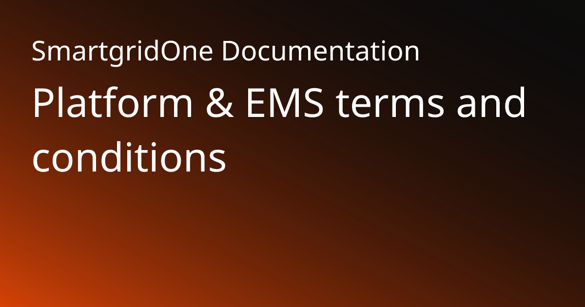 Platform & EMS terms and conditions | SmartgridOne Documentation