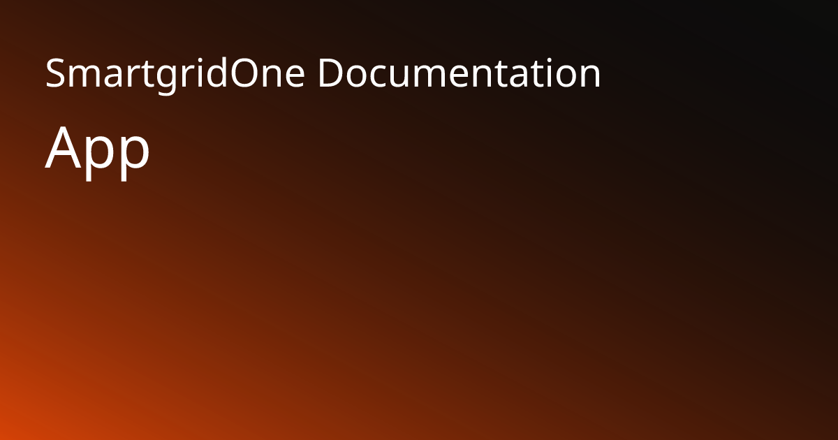 App | SmartgridOne Documentation